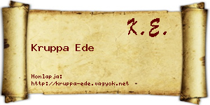 Kruppa Ede névjegykártya